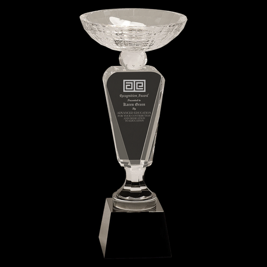 Clear Crystal Cup with Bowl On Black Pedestal Base