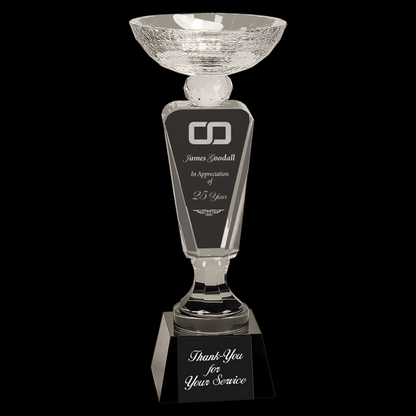 Clear Crystal Cup with Bowl On Black Pedestal Base