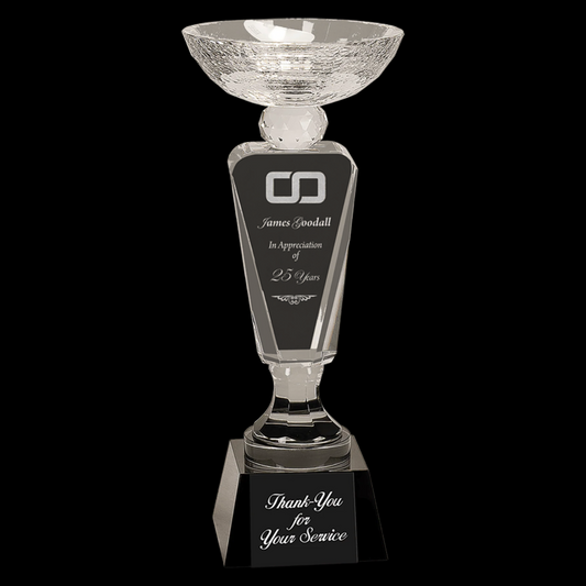 Clear Crystal Cup with Bowl On Black Pedestal Base