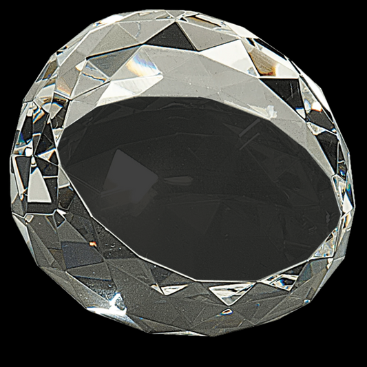 Clear Round Crystal Facet Paperweight