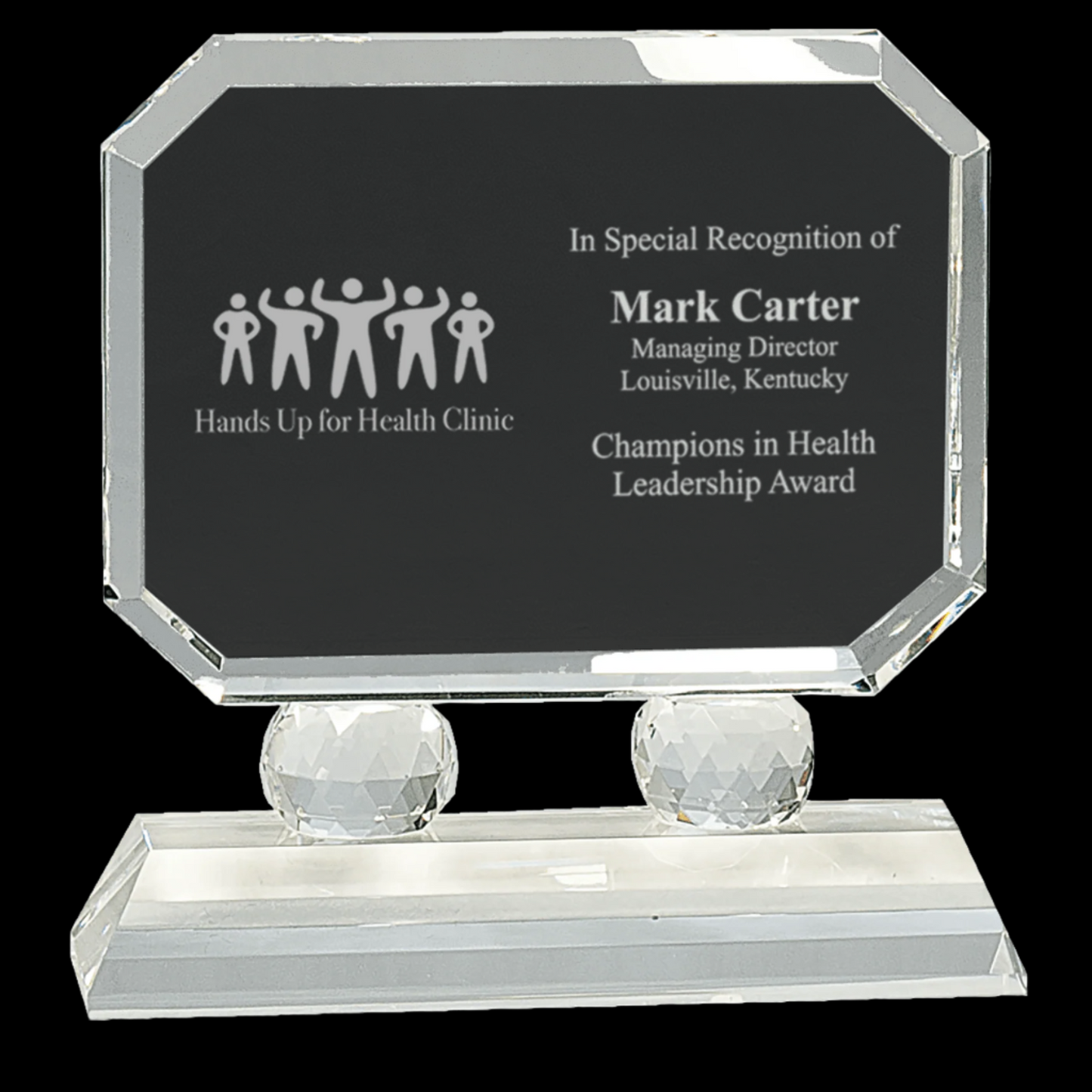 Rectangle Crystal On Clear Pedestal Base
