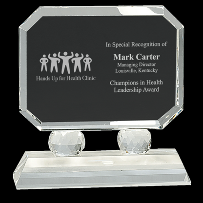 Rectangle Crystal On Clear Pedestal Base