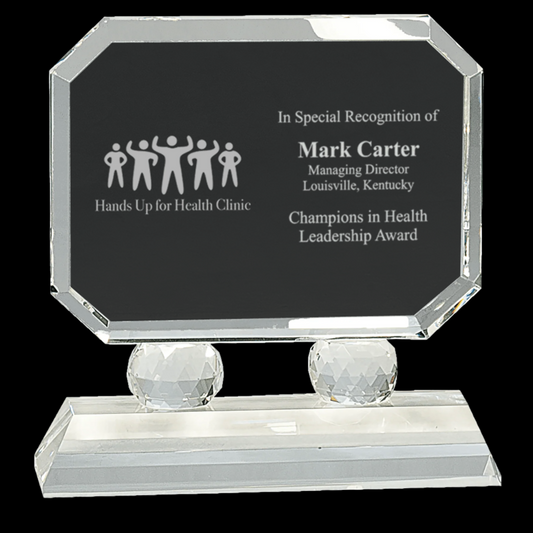 Rectangle Crystal On Clear Pedestal Base