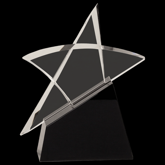 Clear Crystal Outline Star On Black Base