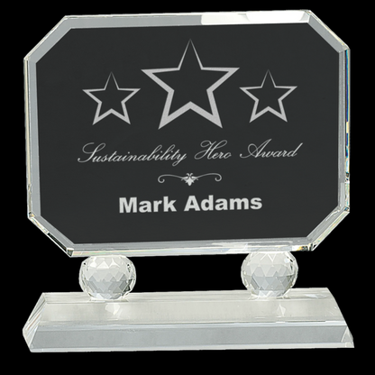 Rectangle Crystal On Clear Pedestal Base