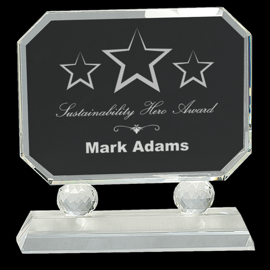 Rectangle Crystal On Clear Pedestal Base