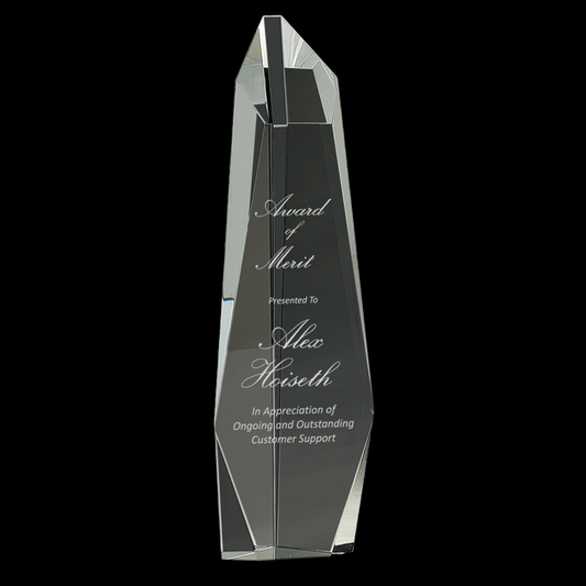 12" Clear Crystal Facet Slant-Top Tower
