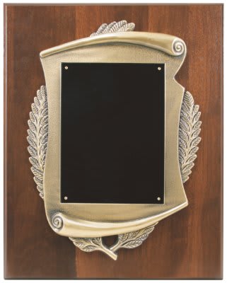 Genuine Walnut Plaque with Scroll Frame & Plate