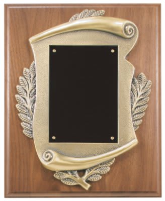 Genuine Walnut Plaque with Scroll Frame & Plate
