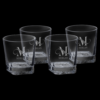 11 oz. Square Rocks Glasses Set of 4 with Gift Box