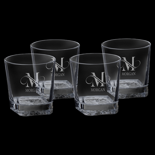 11 oz. Square Rocks Glasses Set of 4 with Gift Box