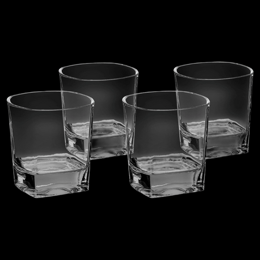 8 oz. Rectangle Rocks Glasses Set of 4 with Gift Box