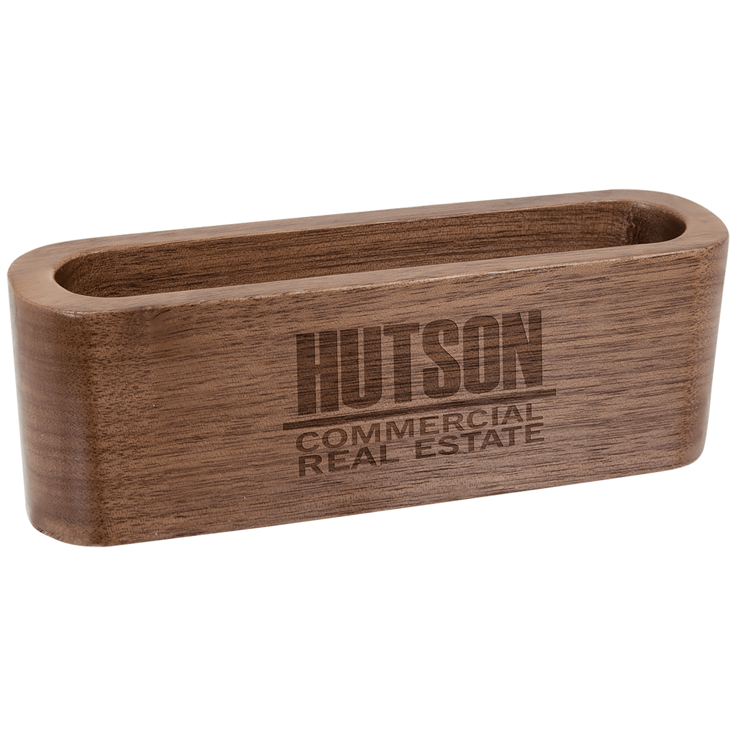 4.5" Walnut Wood Business Card Holder