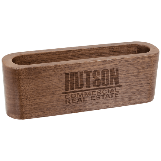4.5" Walnut Wood Business Card Holder