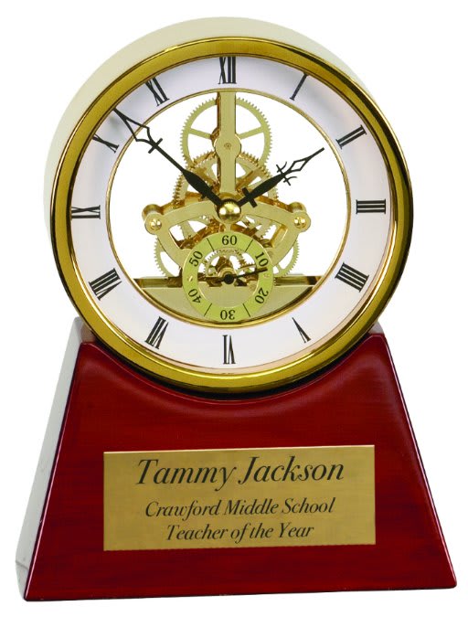 7.25" Executive Round Rosewood Piano Finish Clock