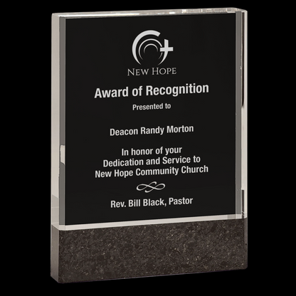 Clear Fusion Crystal Award with Genuine Black Marble