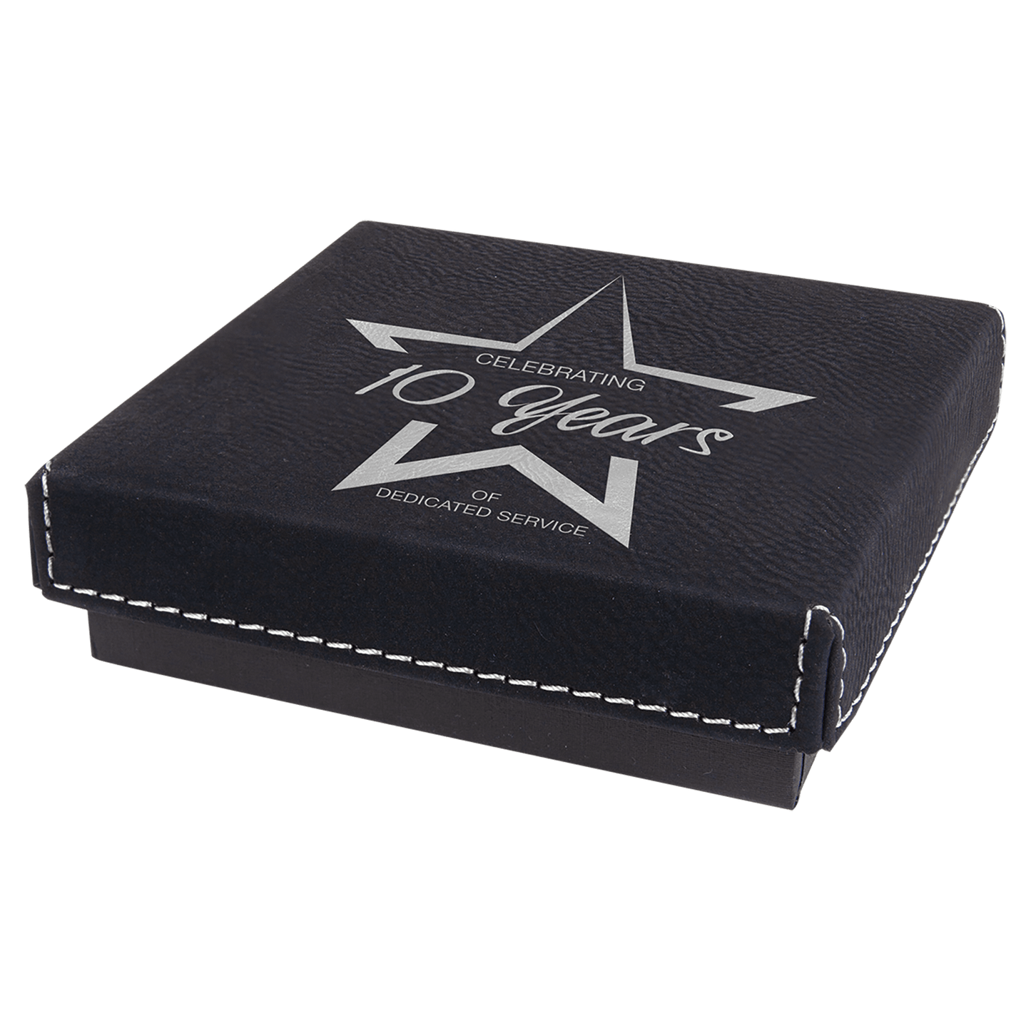 Black/Silver Medal Box with Leatherette Lid