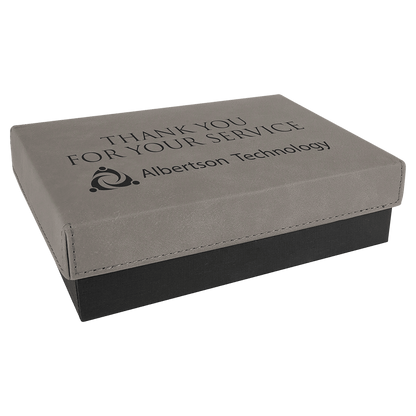 Gray Gift Box with Leatherette Lid
