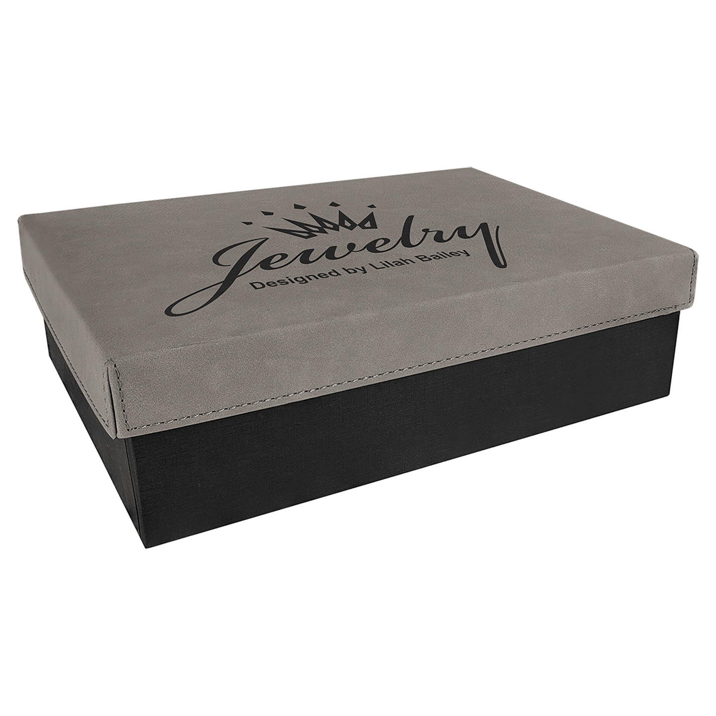 Gray Gift Box with Leatherette Lid