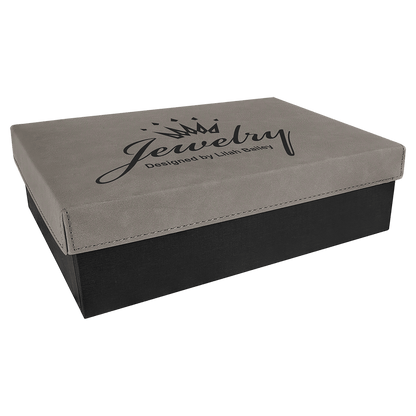 Gray Gift Box with Leatherette Lid