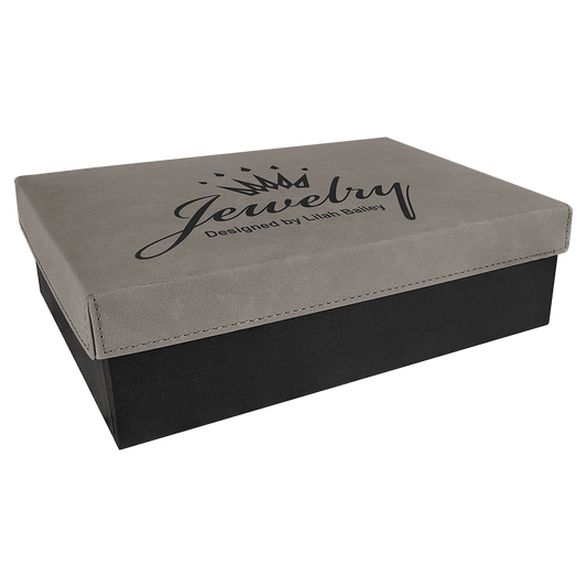 Gray Gift Box with Leatherette Lid