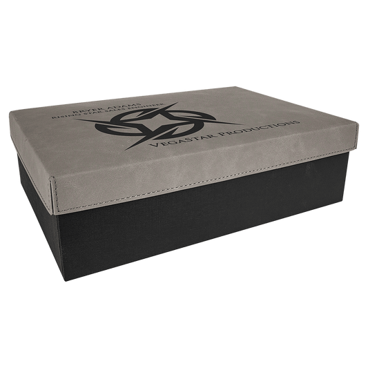 Gray Gift Box with Leatherette Lid
