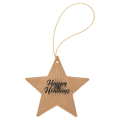 Leatherette Star Ornament with String 4"