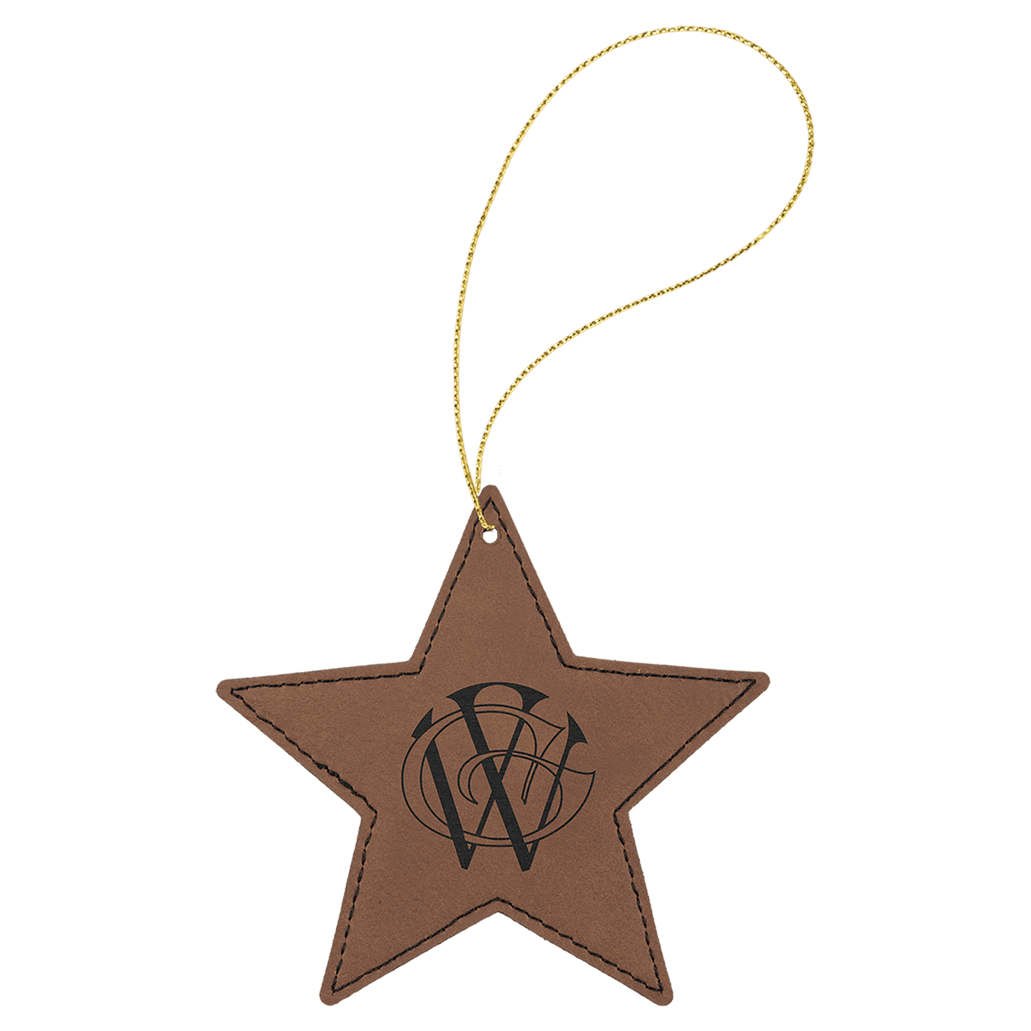 Leatherette Star Ornament with String 4"