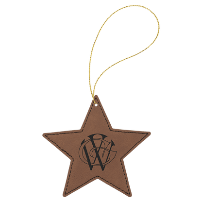 Leatherette Star Ornament with String 4"