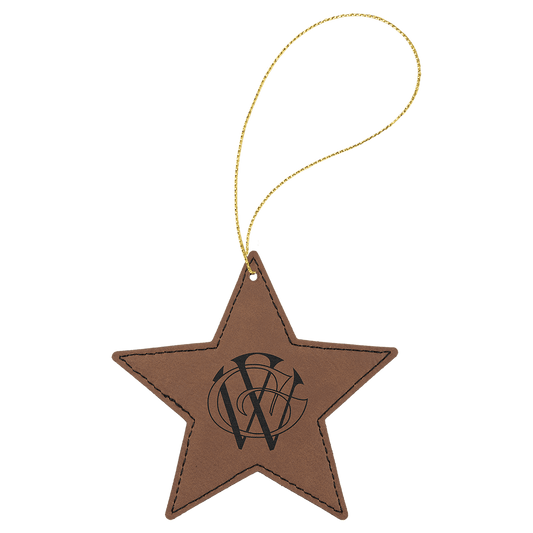 Leatherette Star Ornament with String 4"