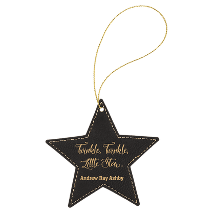 Leatherette Star Ornament with String 4"