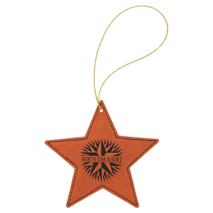 Leatherette Star Ornament with String 4"