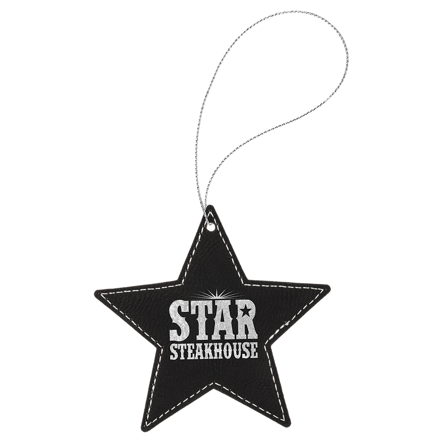 Leatherette Star Ornament with String 4"