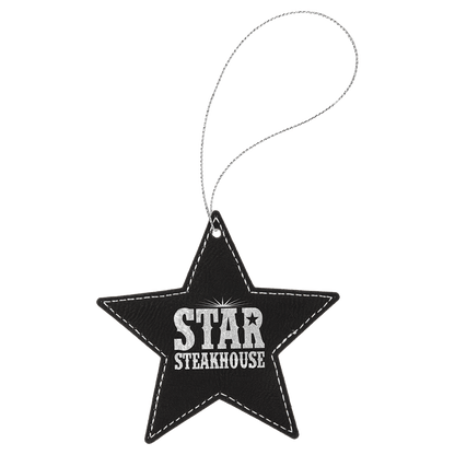 Leatherette Star Ornament with String 4"