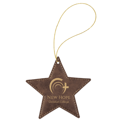 Leatherette Star Ornament with String 4"
