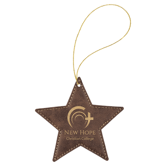 Leatherette Star Ornament with String 4"