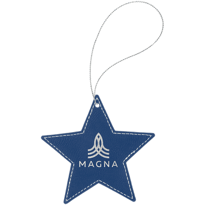Leatherette Star Ornament with String 4"