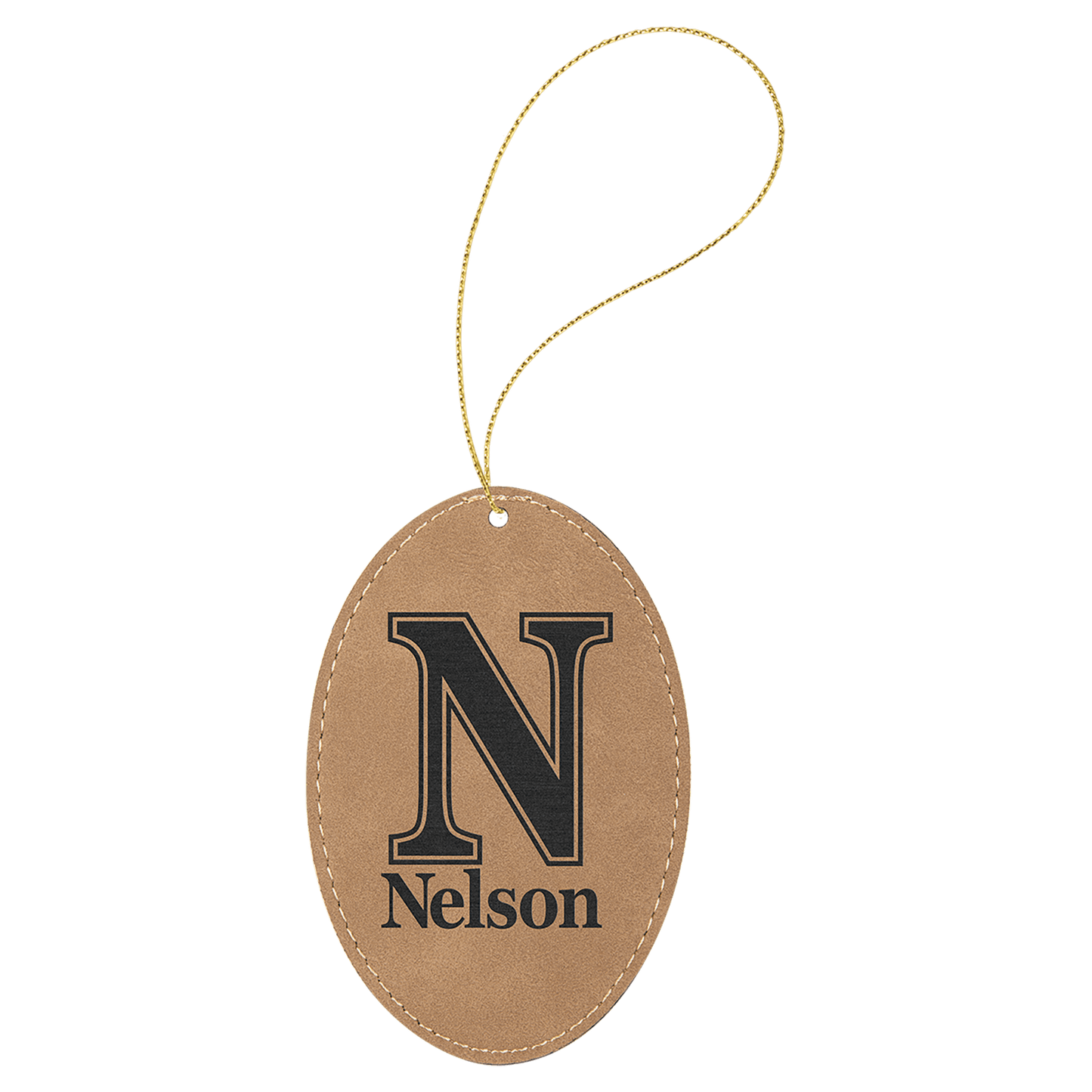 Leatherette Oval Ornament with String 3" x 4.5"