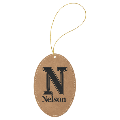Leatherette Oval Ornament with String 3" x 4.5"