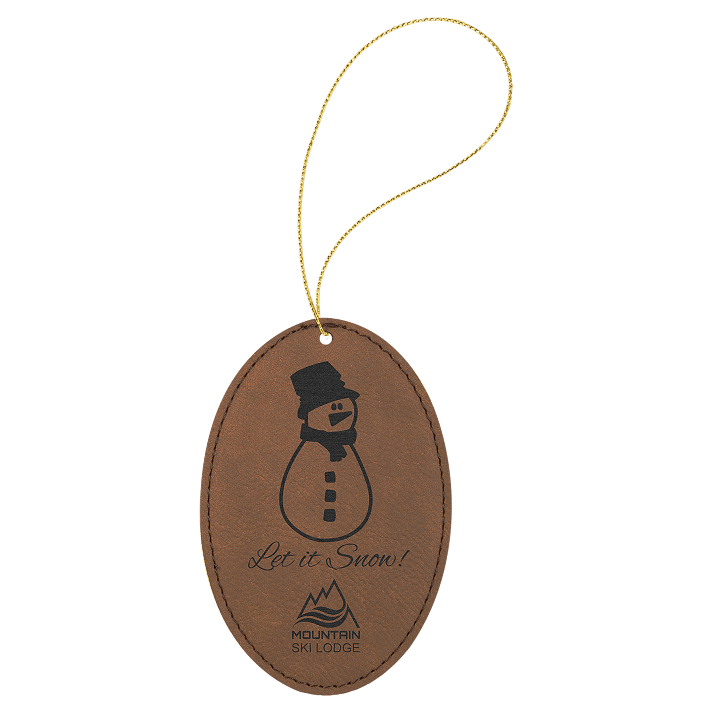 Leatherette Oval Ornament with String 3" x 4.5"