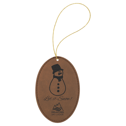 Leatherette Oval Ornament with String 3" x 4.5"