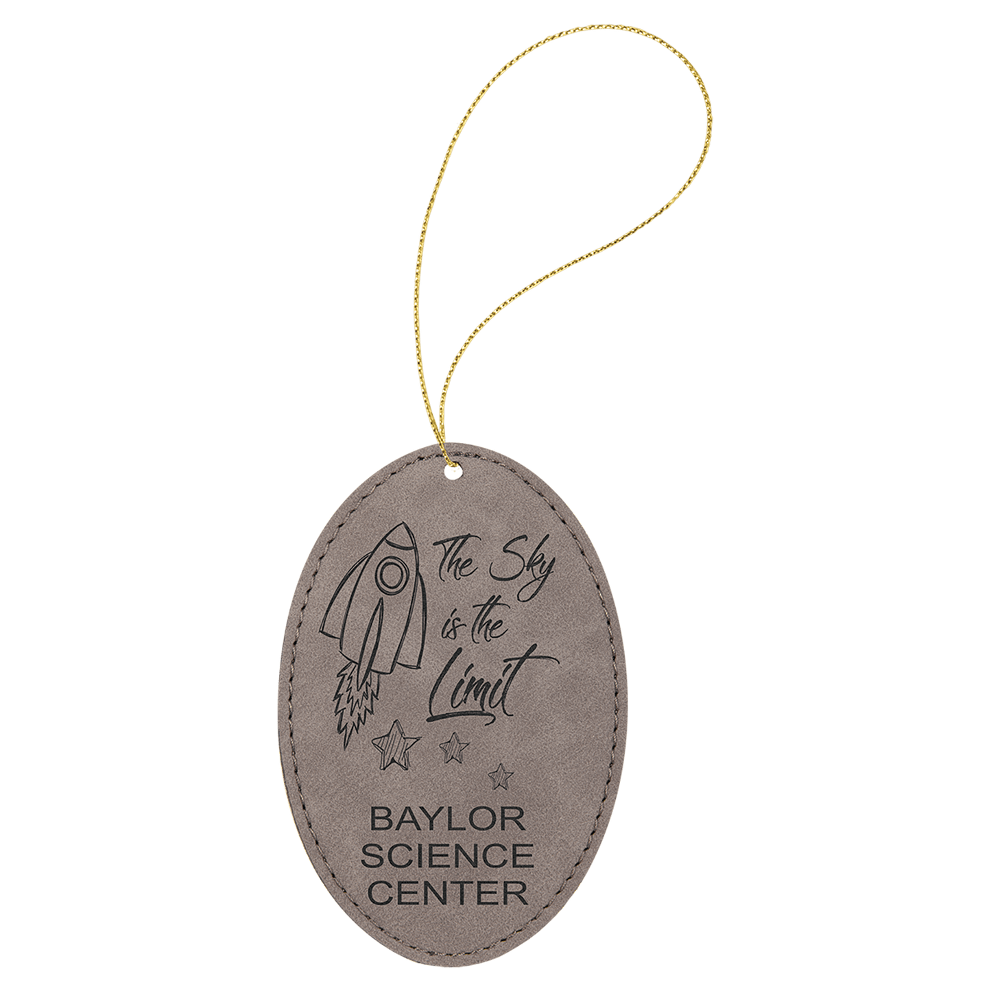 Leatherette Oval Ornament with String 3" x 4.5"