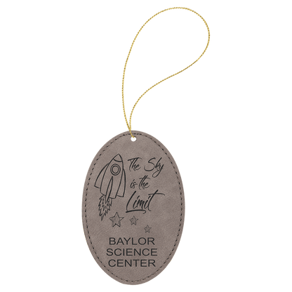 Leatherette Oval Ornament with String 3" x 4.5"