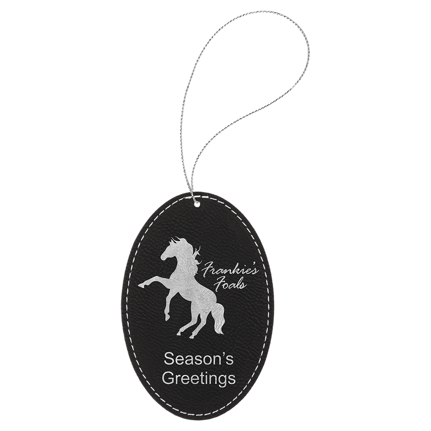 Leatherette Oval Ornament with String 3" x 4.5"