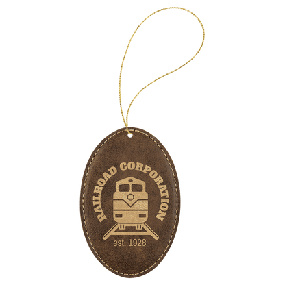 Leatherette Oval Ornament with String 3" x 4.5"