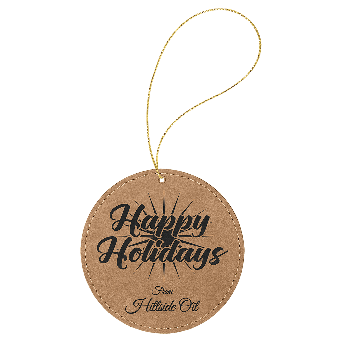 Leatherette Round Ornament with String 3.75"
