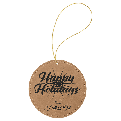 Leatherette Round Ornament with String 3.75"