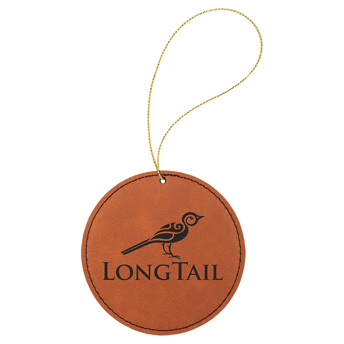 Leatherette Round Ornament with String 3.75"
