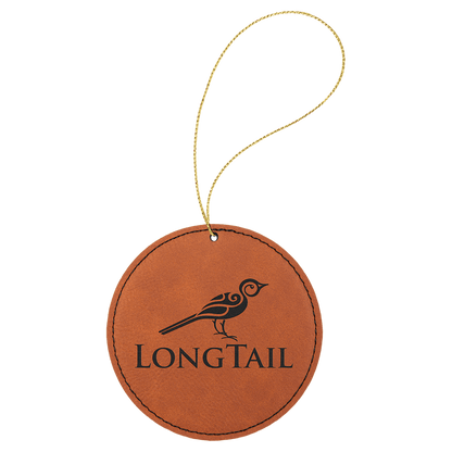 Leatherette Round Ornament with String 3.75"
