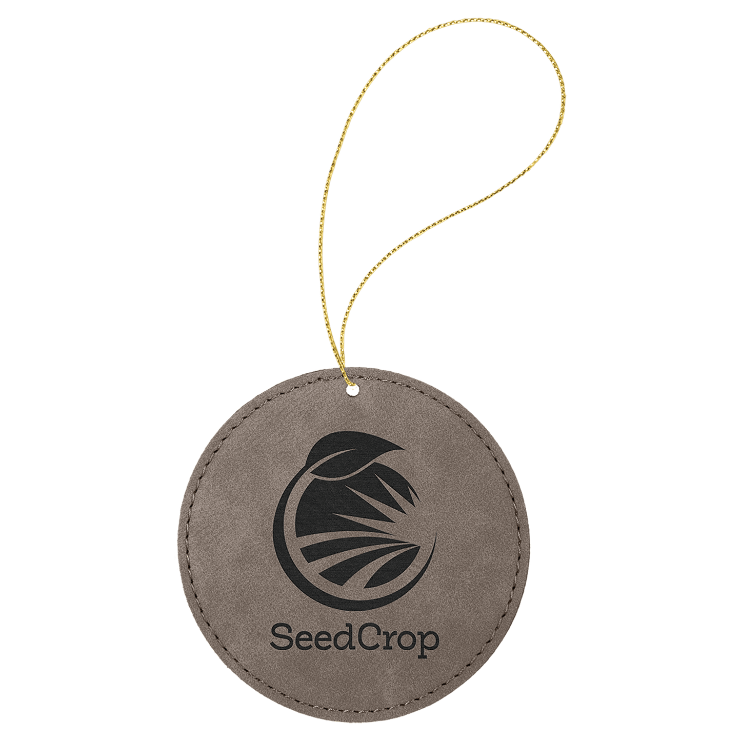Leatherette Round Ornament with String 3.75"